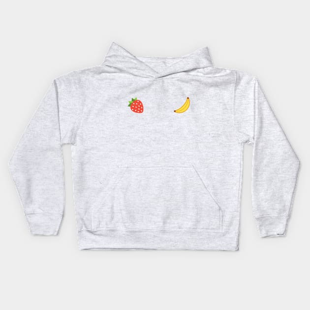 Strawberry Banana Fan Kids Hoodie by whitecatrat@gmail.com